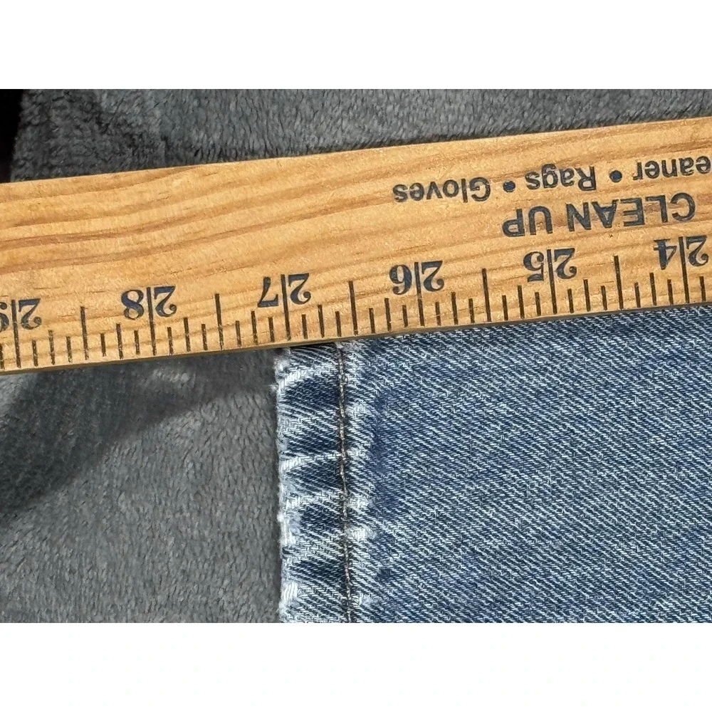 Levi's 505 Jeans Mens 33x27 Light Wash Blue Straight Leg Regular Fit Frayed Hem